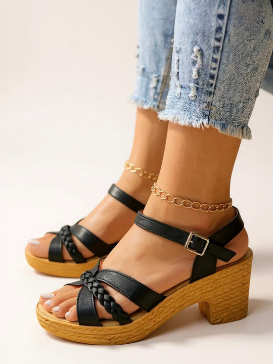 Alina Braided Heel Sandals