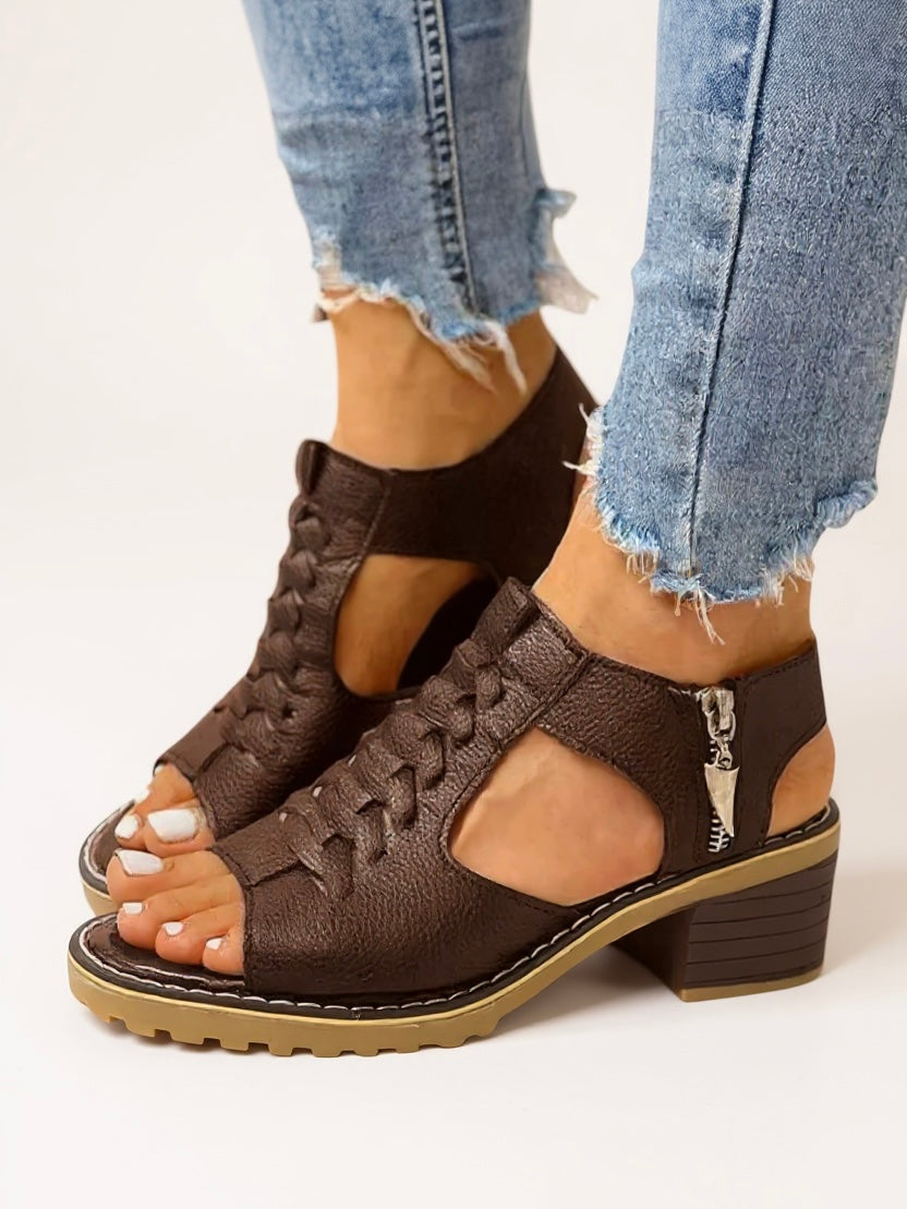 Elena Zip High Heel Sandals