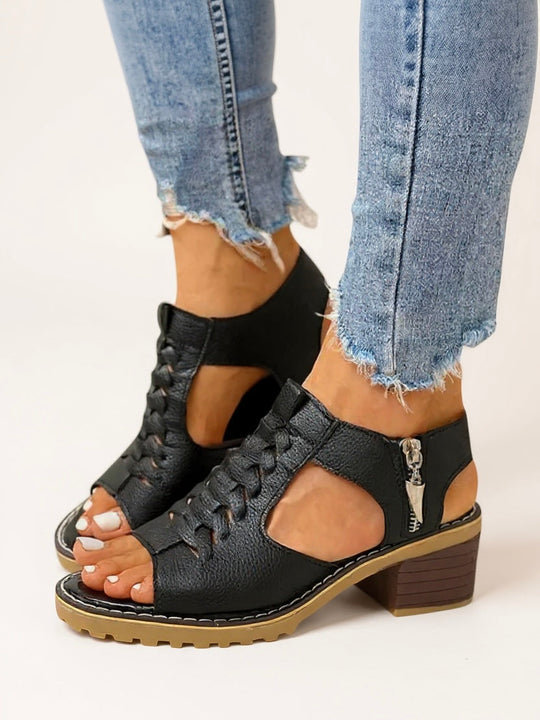 Elena Zip High Heel Sandals