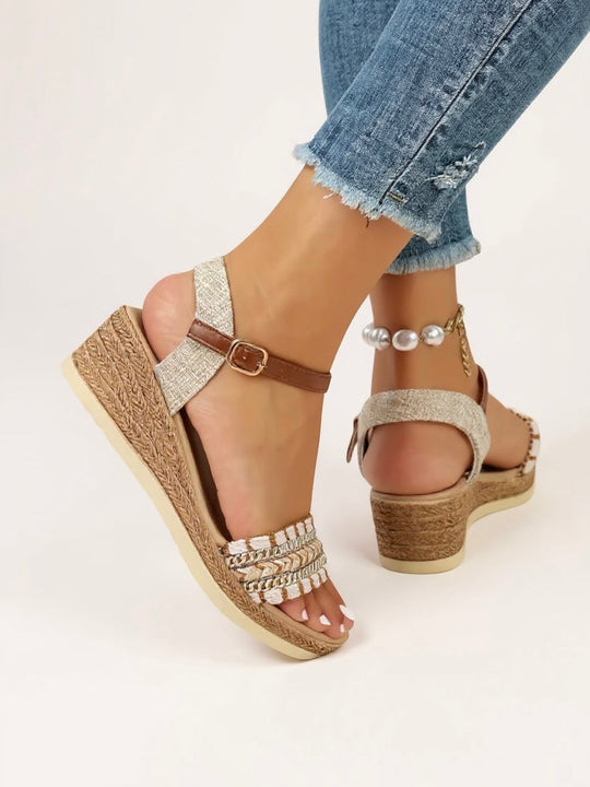 Elora Braided Wedge Sandals