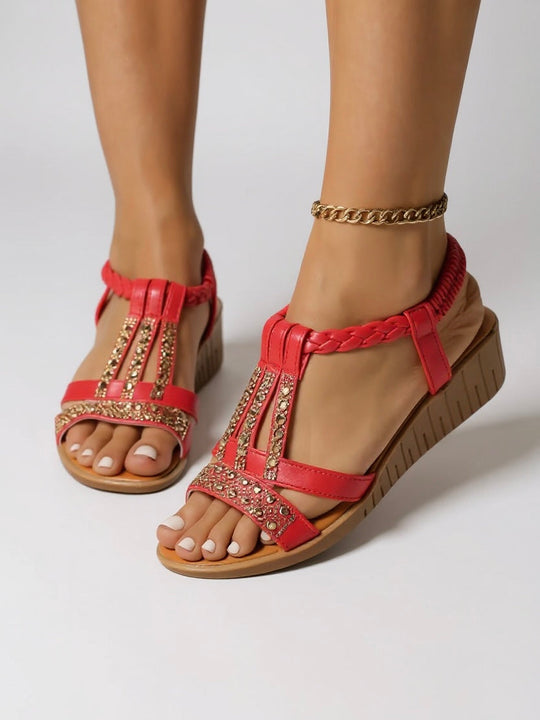 Zara Embellished Wedge Sandals