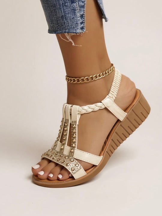 Zara Embellished Wedge Sandals