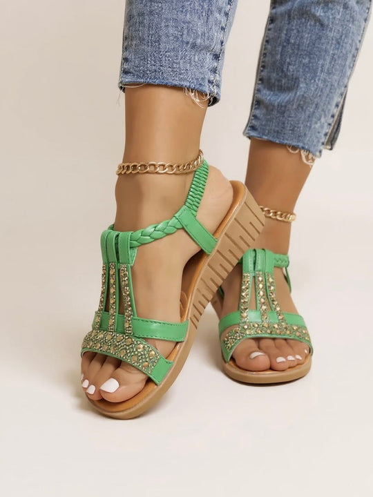 Zara Embellished Wedge Sandals