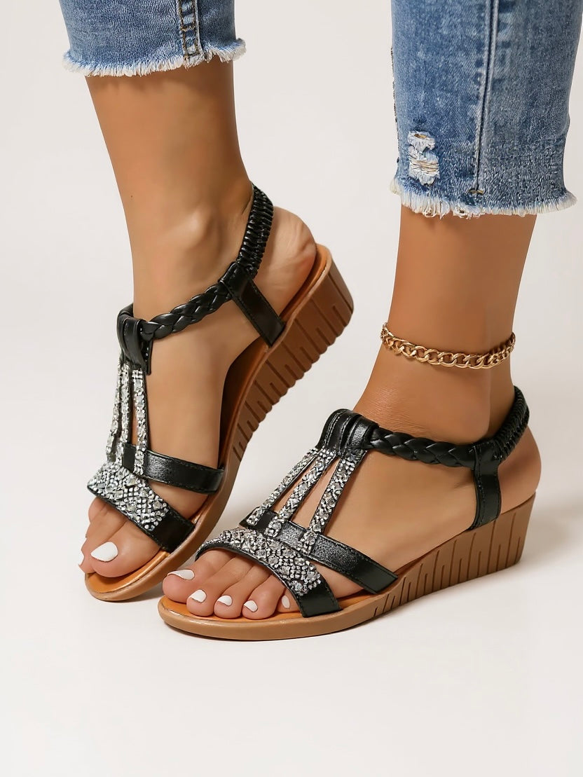 Zara Embellished Wedge Sandals