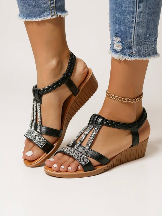 Zara Embellished Wedge Sandals