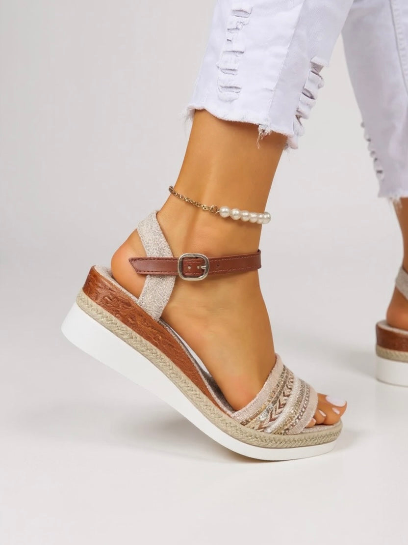 Mila Beaded Wedge Sandals