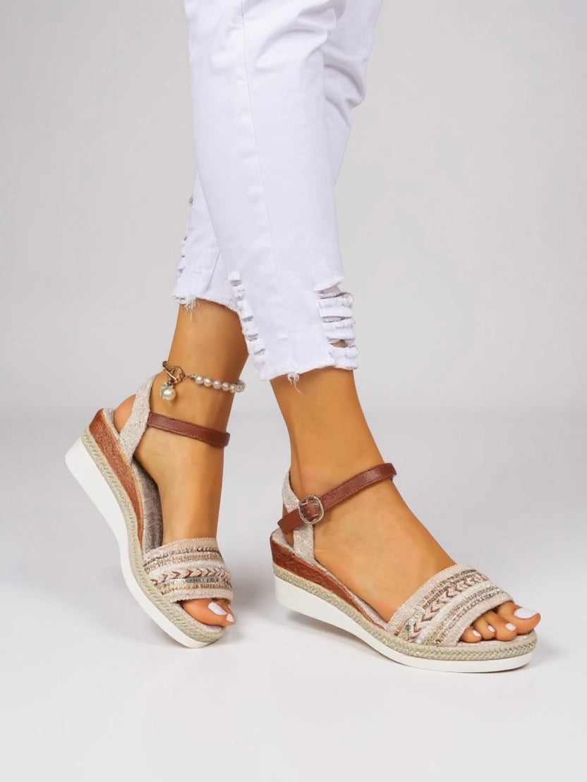 Mila Beaded Wedge Sandals