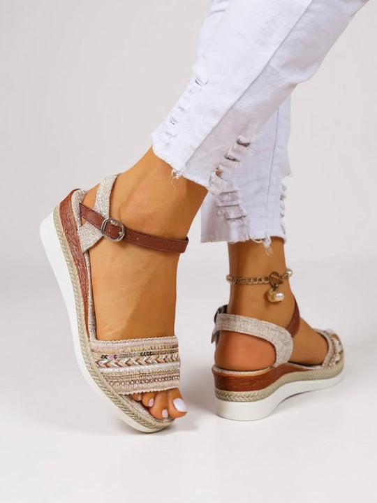 Mila Beaded Wedge Sandals