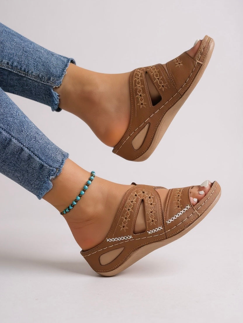 Calla Embroidered Slide Sandals