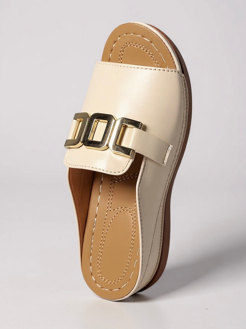 Lena Gold-Buckle Slides