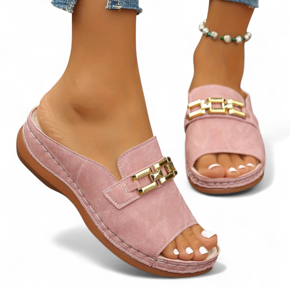 Romy™ Gold-Link Slide Sandals