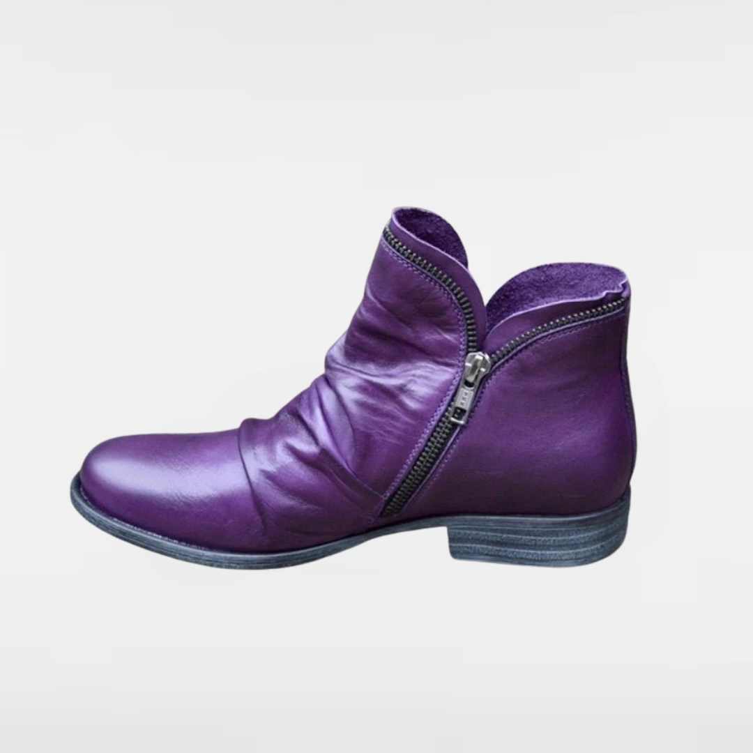 Victoria – Leather Boots with Practical Zipper