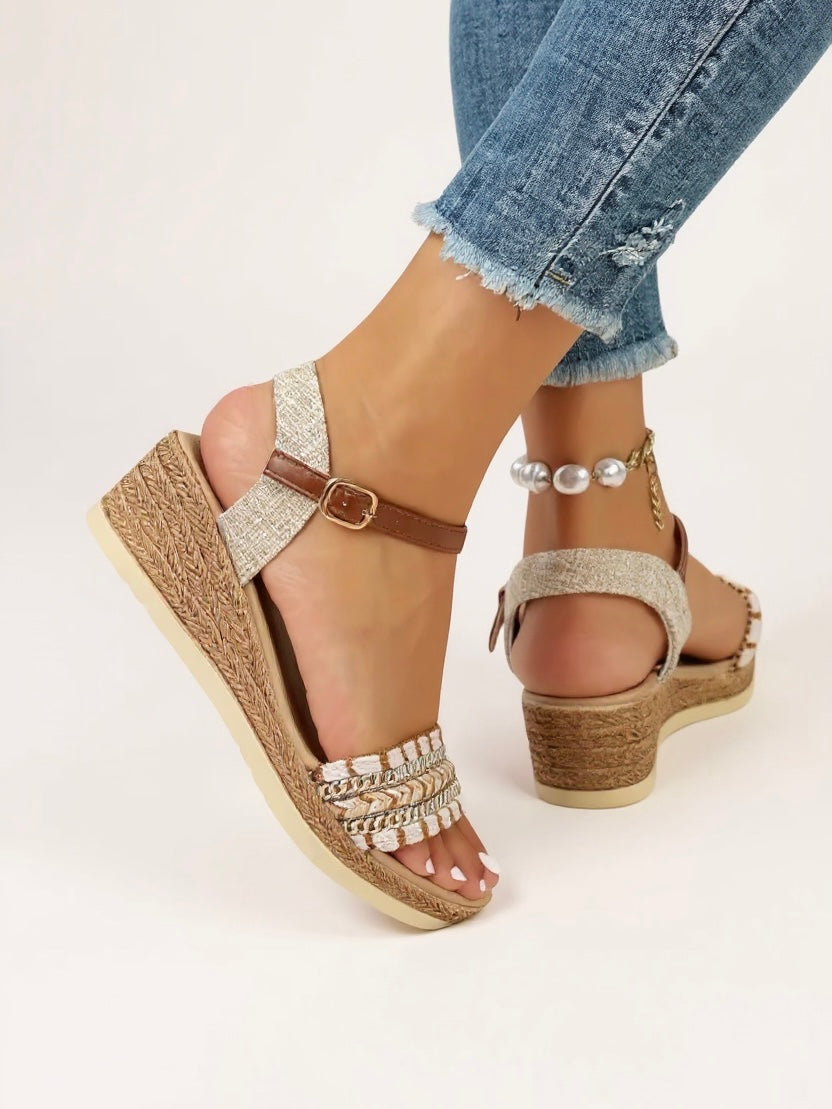Elora Braided Wedge Sandals