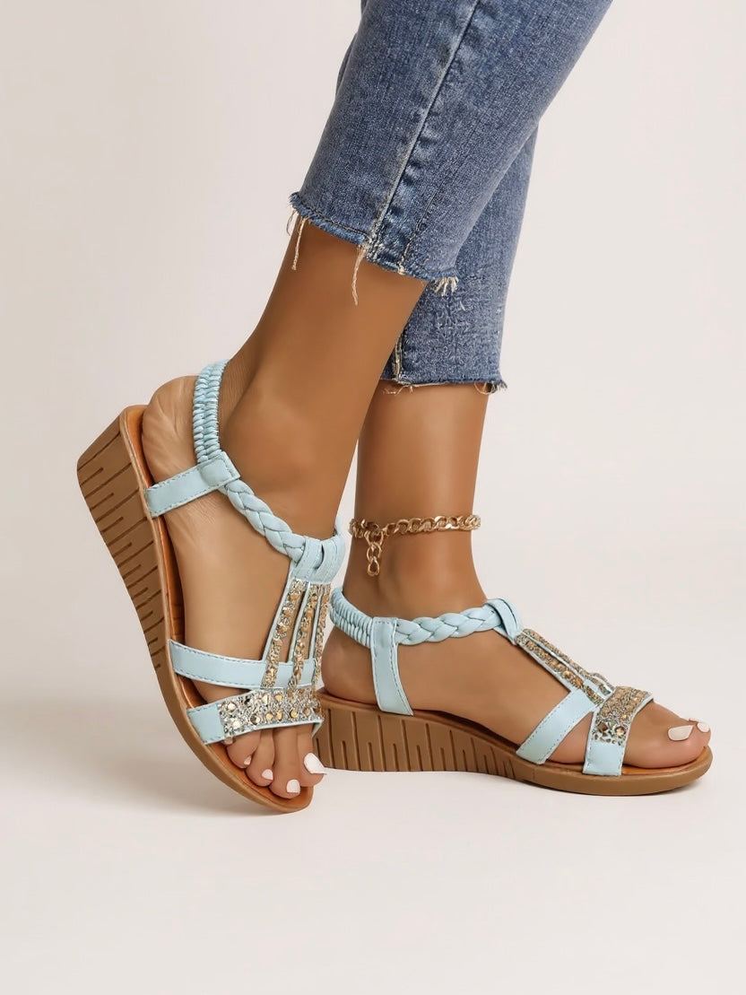 Zara Embellished Wedge Sandals