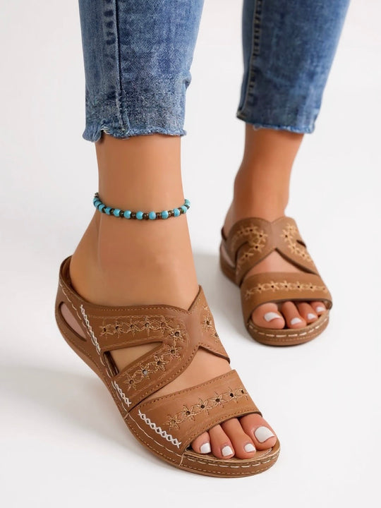 Calla Embroidered Slide Sandals