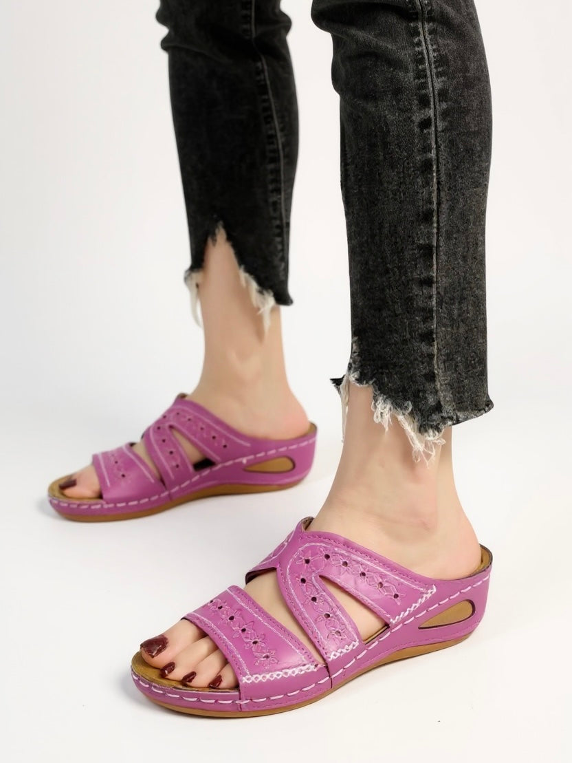 Calla Embroidered Slide Sandals