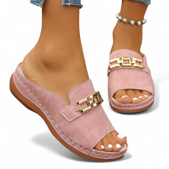 Romy™ Gold-Link Slide Sandals
