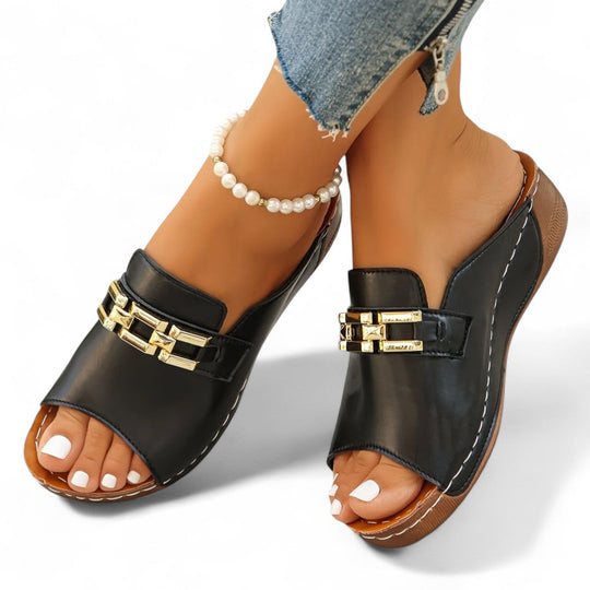 Romy™ Gold-Link Slide Sandals