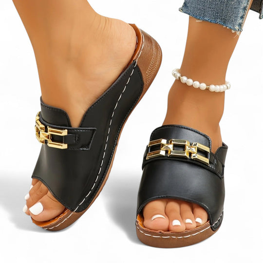 Romy™ Gold-Link Slide Sandals