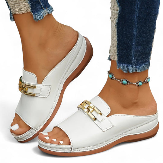 Romy™ Gold-Link Slide Sandals